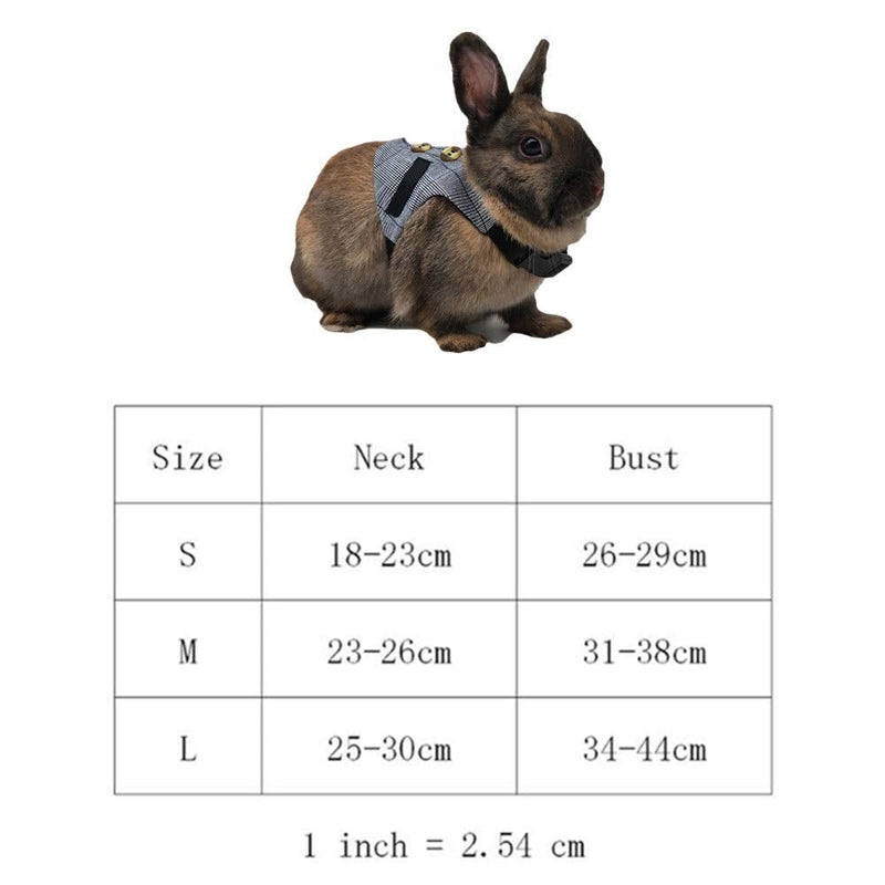 Rabbit Harness, Multipurpose Adjustable Soft Pet Rabbit Walking Harness Leash Lead Gentlemanly Style Bunny Vest for Small Animal (S) S - PawsPlanet Australia