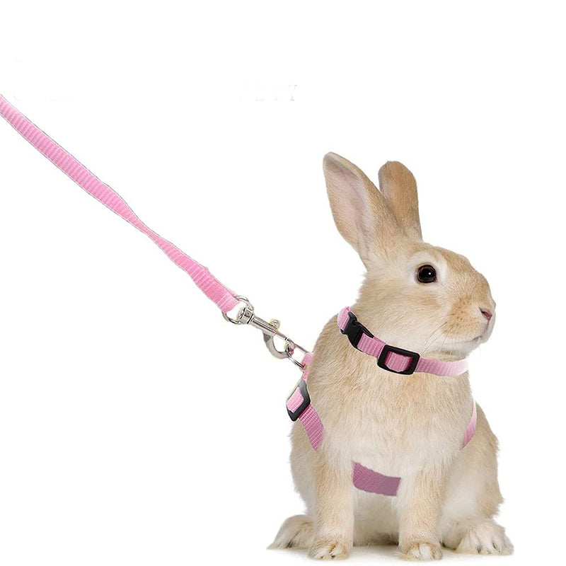 Pack of 2 Pet Rabbit Harnesses, Adjustable Nylon Harnesses, Rabbit Harness, Pet Harness and Leash for Cats, Rabbits, Puppies, Ferrets and Other Small Animals (Sky Blue, Pink) - PawsPlanet Australia