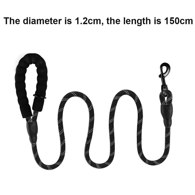 1.5 m recall lead, recall lead for small dogs, training lead for dogs, dog lead, recall lead for dogs, reflective recall lead, training lead for large dogs black - PawsPlanet Australia