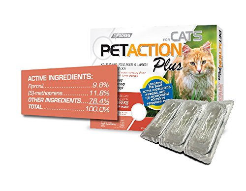 PetAction Plus Flea & Tick Treatment for Cats Over 1.5 lbs, 3 Month Supply (Packaging May Vary) - PawsPlanet Australia