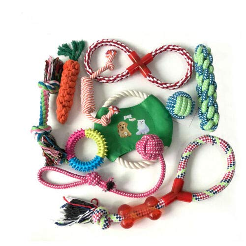 Dog Rope Toys Set, 10 Pieces Of Pet Chew Rope Toys Including Cotton Carrot, Dog Bell Ball, Candy Knot, Corn Cob, Puppy Toys For Small Medium Large Dogs And Cats - PawsPlanet Australia
