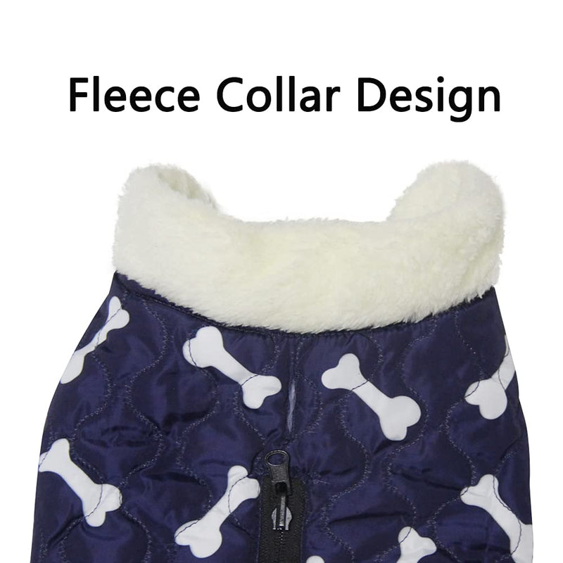 vecomfy Fleece Collar Warm Dog Coats for Small Dogs with Pocket Waterproof Puppy Jacket for Winter X-Small Blue - PawsPlanet Australia
