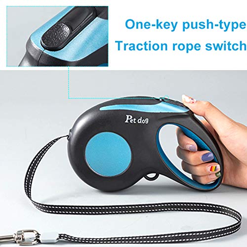 EACHPT Pet Leash Automatic Retractable Dog Head Retractor Portable Anti-stroke Dog Walking Leash, Ergonomic Non-slip Handle Reusable with 1 Button (Length: 5m) blue - PawsPlanet Australia