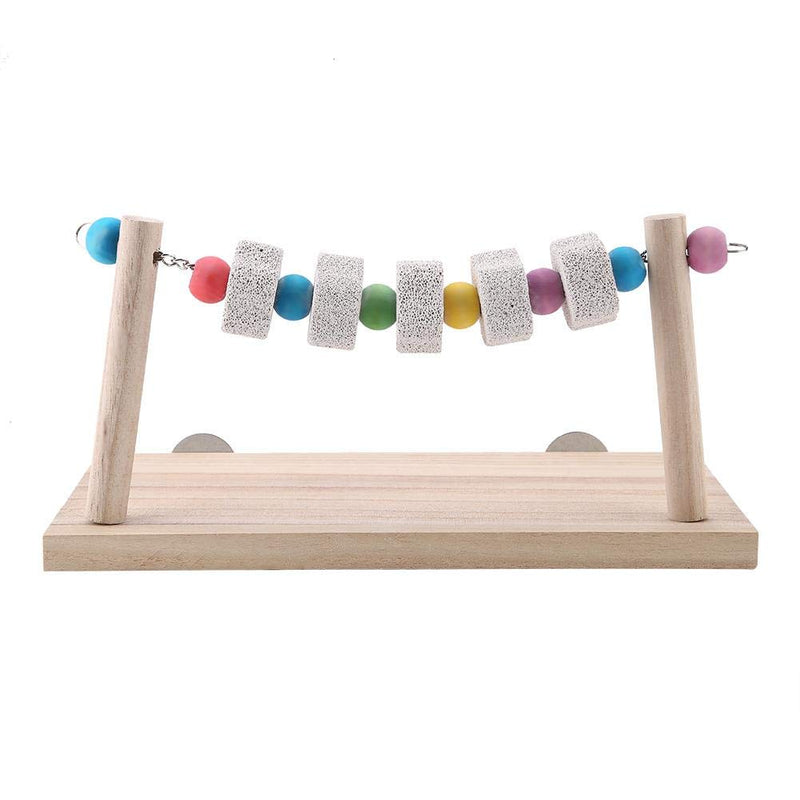 Aeloa Swing Wooden Stand Platform Mineral Stone Molar Toy Springboard for Birds Hamster - PawsPlanet Australia