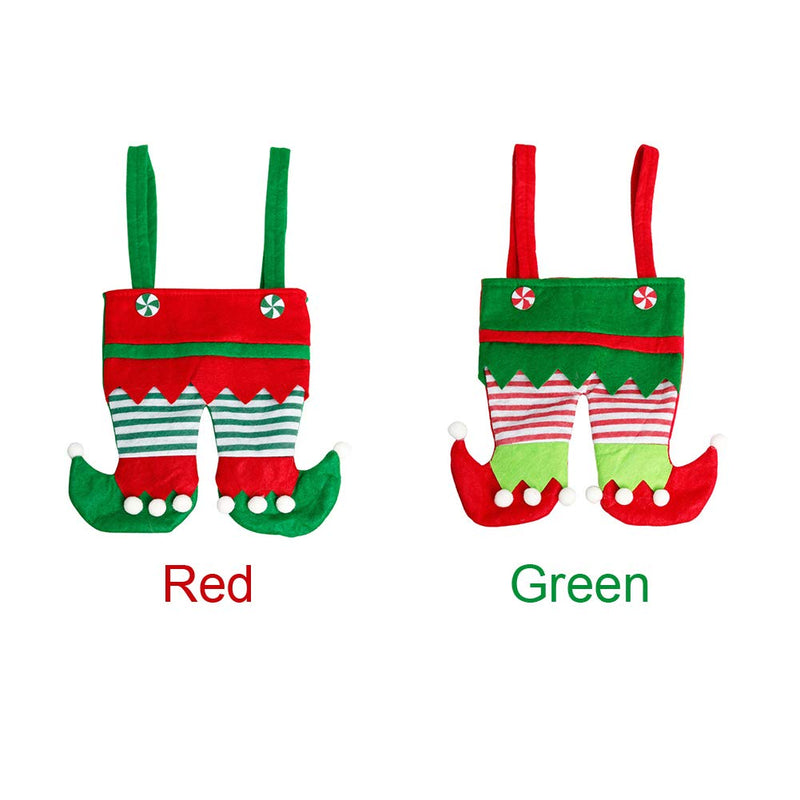 Tookie Christmas Candy Gift Bag, 6pcs Elf Foot Socks Candy Bags, Elf Pants Non Woven Treat Bags with Handle, Santa Candy Bags, Cutlery Supplies Practical for Christmas Decoration(Green) Green - PawsPlanet Australia