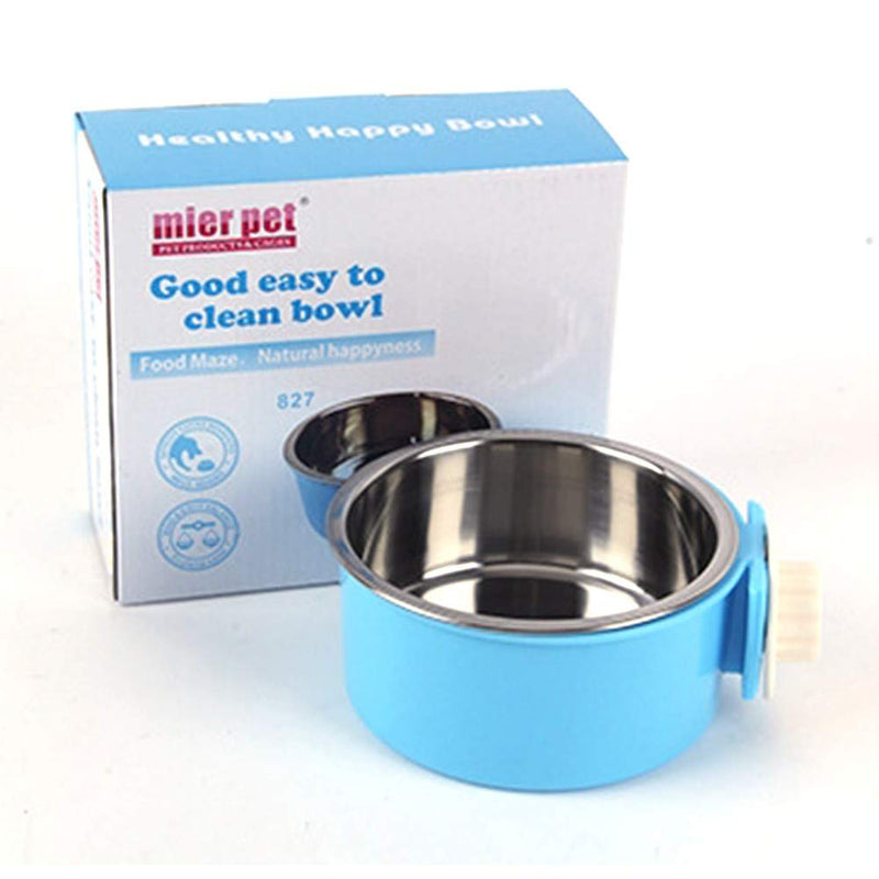 Cage Feeder Bowl, Cage Coop Cup Dog Bowl Feeder Pet Puppy Food Water Feeder Bowl with Bolt Holder for Cat Puppy Bird Pets (S,blue) S blue - PawsPlanet Australia