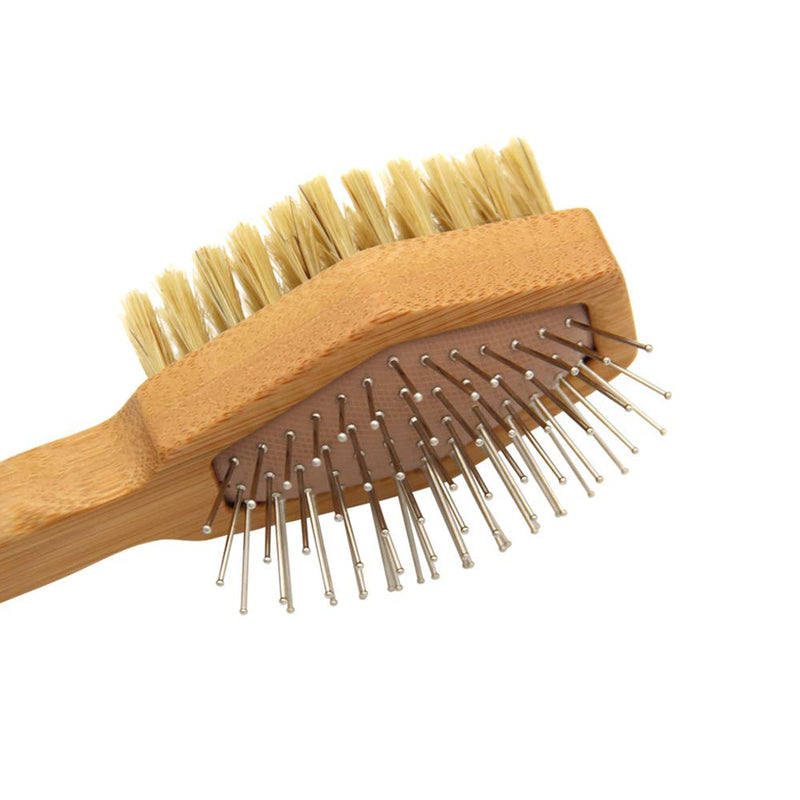 YGHH 2 Pieces Dogs Comb and Brush, Grooming Brush for Dog & Cat, Dog Shampoo Brush, Pet Double Sided Comb, Double Hexagon Bamboo TPR Pet Bath Massage Brush for Dogs, Cats with Short or Long Hair - PawsPlanet Australia