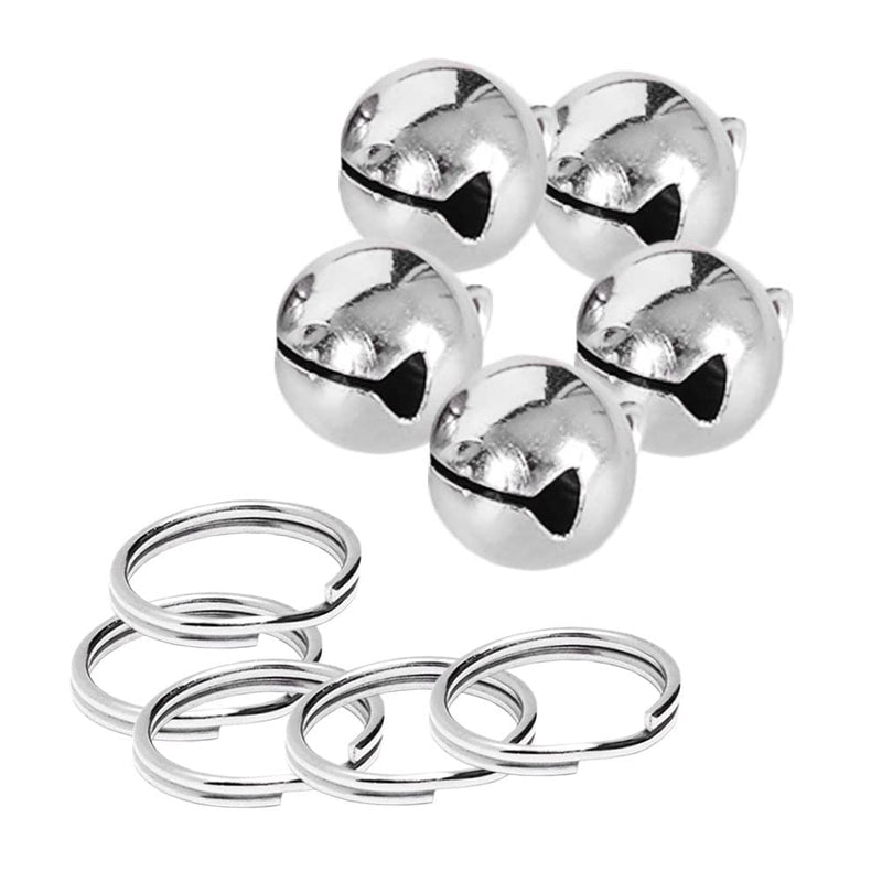 Pamtns Silver Bells Pack of 5 Bells Silver Dog Bell Hunting Silver Jingle Bells Bells Dog Bells Key Rings Metal Bell Dog Bell for Dogs Collar Decor - PawsPlanet Australia