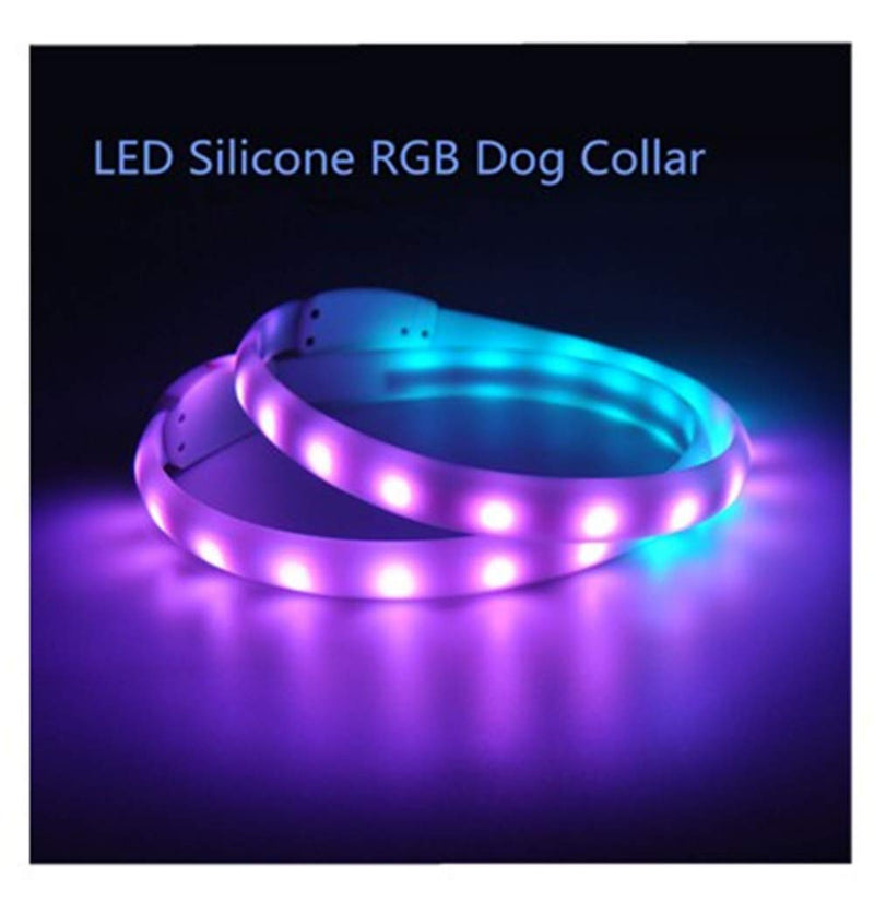 [Australia] - Rugdeer LED Dog Collar USB RGB Glow Brilliantly Coloured Pet Collar Dog Collar Small Medium Large S 