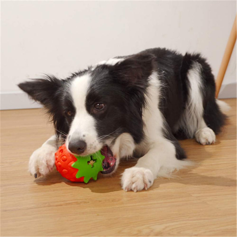 PUPWONG Indestructible Dog Toys Tough Dog Toys For Aggressive Chewers Dental Teeth Cleaning Chew Toy for Medium Breed (Strawberry) Strawberry - PawsPlanet Australia