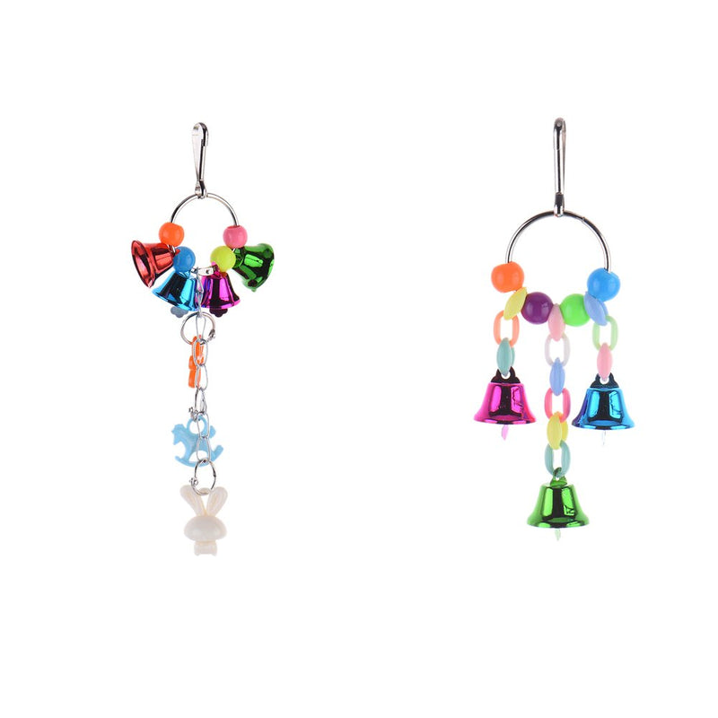[Australia] - Birds Cage Accessory Parrot Macaw Chew Bell Toys Colorful Swing Hanging Toy B 