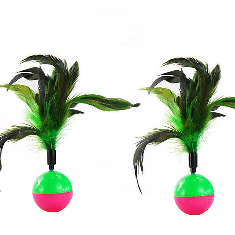 2 Pieces of Colorful Feather cat Toys - Tease cat Tumbler Mouse Toys, cat Interactive self hi Toys, Ball Toys - PawsPlanet Australia