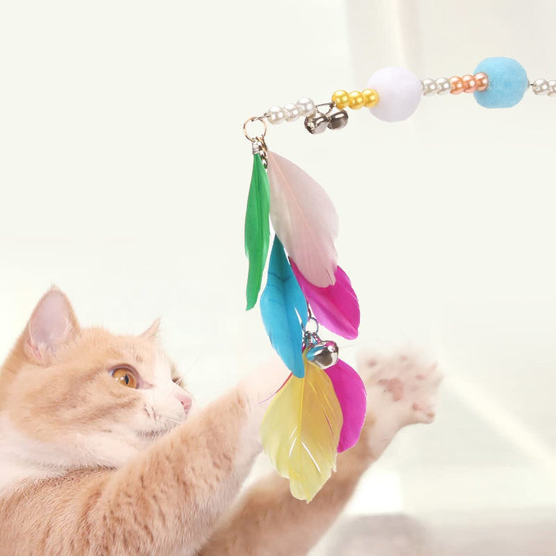 DUJIAOSHOU Cat Wand 4 Pack Interactive Cat Toy with Bell for Cats Cats Balls Wand - PawsPlanet Australia