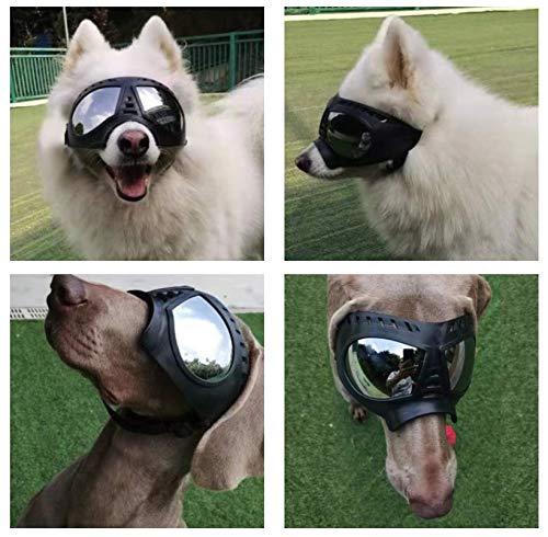 [Australia] - Namsan Dog Goggles - Large Breed Dog Sunglasses Windproof Snowproof Pet Goggles, Soft Frame, Elastic Adjustable Straps Black 