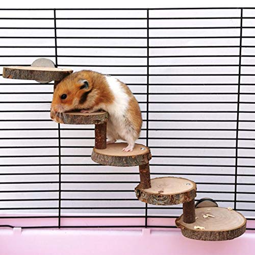 JUILE YUAN Hamster Steps Stairs Climbing Toys - Apple Wood Chew Toys for Sugar Glider, Mouse, Chinchilla, Rat, Gerbil and Dwarf Hamster, Wooden Cage Supplies for Birds Parrot, Teeth Care Molar Toy 5 Stairs - PawsPlanet Australia