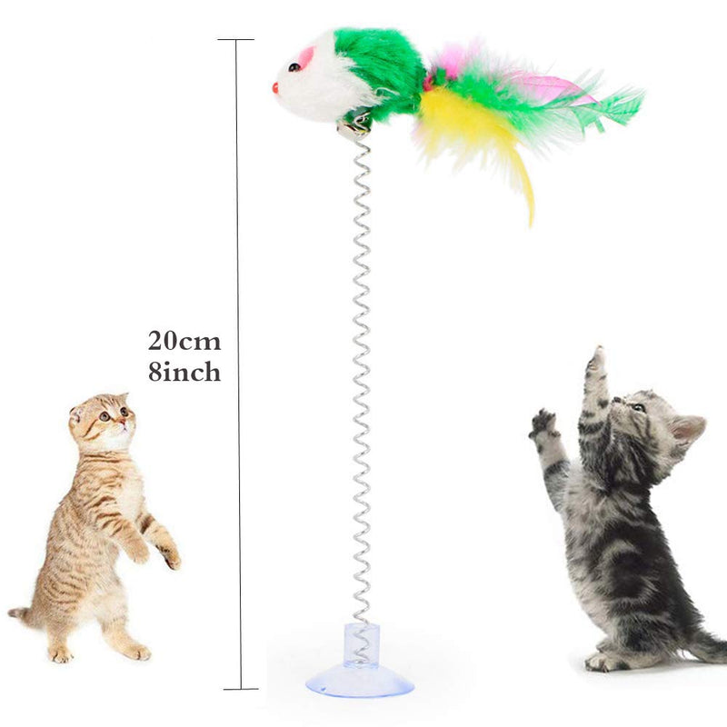 [Australia] - Retractable Cat Toys Wand with 5 Piece Teaser Refills, Interactive Cat Feather Toy for Cat Kitten Having Fun Exerciser Playing 3pcs Spring Mouse Toys 