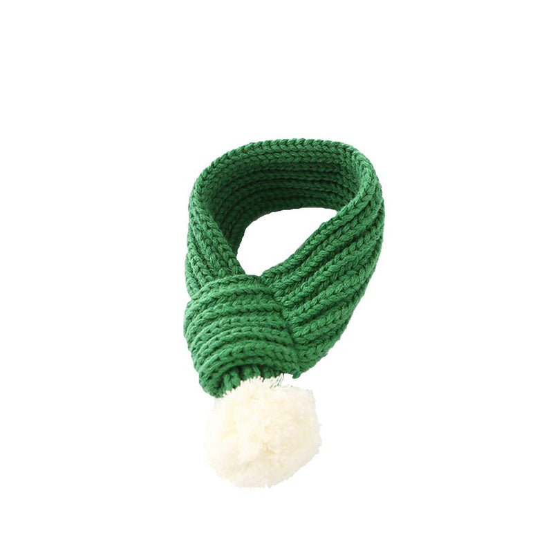[Australia] - Delifur Dog Christmas Knitted Scarf with White Pompom Warm Winter Holiday Accessories for Small Medium Cats Dogs Lovely Winter Outfits L Green 