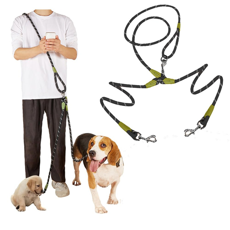 Hands Free Dog Leash for 2 Dogs Crossbody Double Leash for Running Walking Training Nylon Reflective Heavy Duty Dog Leash Belt for Large Medium Small Dogs Black 2 - PawsPlanet Australia
