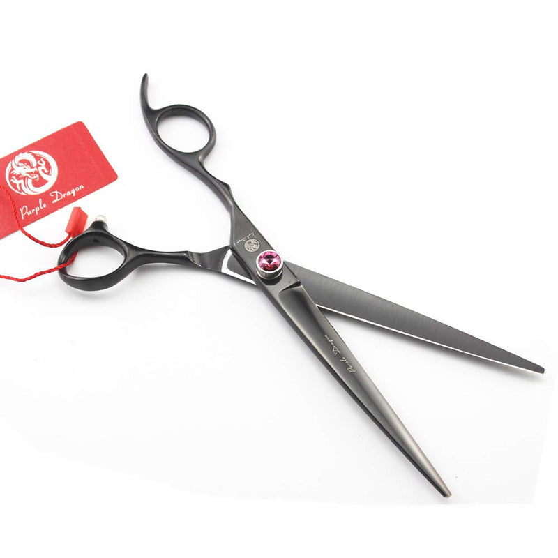 [Australia] - Purple Dragon 7.5 inch Black Left-Hand Pet Hair Cutting Scissors with Bag- Perfect for Pet Groomer or Family DIY Use 