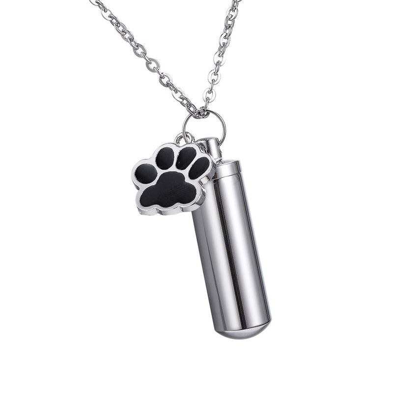 [Australia] - HooAMI Cremation Jewelry for Ashes Pet Puppy Dog Paw Cylinder Memorial Urn Necklace/Keychain Keepsake Black 38mm 