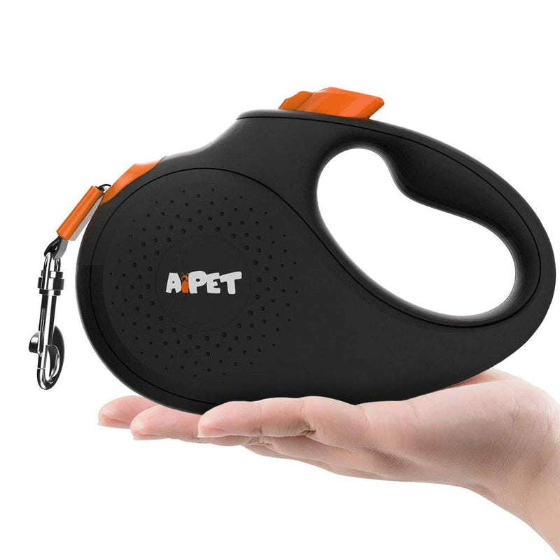 [Australia] - AIPET Retractable Dog Leash, 360° Tangle-Free Pet Leash, Anti-Slip Handle One-Handed Brake/Pause/Lock 16ft Nylon Leash for Small/Medium/Large Dogs Retractable Heavy Pet Leash Large Black 