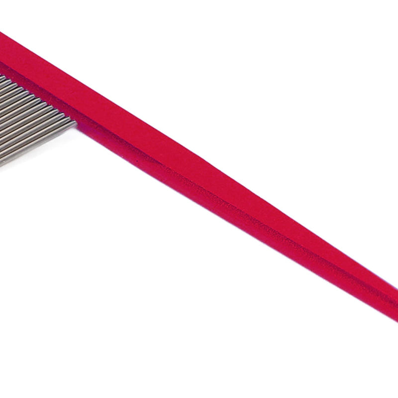 01 02 015 Pet hair comb, gentle static free, comfortable handle, effective dog comb with long and short stainless steel teeth for long-haired, short-haired dogs and cats, red - PawsPlanet Australia