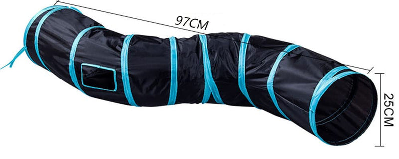 Alnicov Cat Tunnel Tube S-Shaped Tunnels 25x97cm Extensible Collapsible Cat Play Tent Interactive Toy Maze Cat House with Balls and Bells for Cat Kitten Kitty Rabbit Small AnimalBlue - PawsPlanet Australia