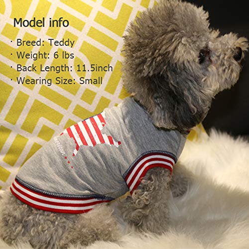 kyeese Dog Shirt American Flag 4th of July Soft Dog T-Shirt Patriotic Star Printing Tank Top Sleeveless Vest Spring Summer Cat Shirts Small (American flag) Grey - PawsPlanet Australia