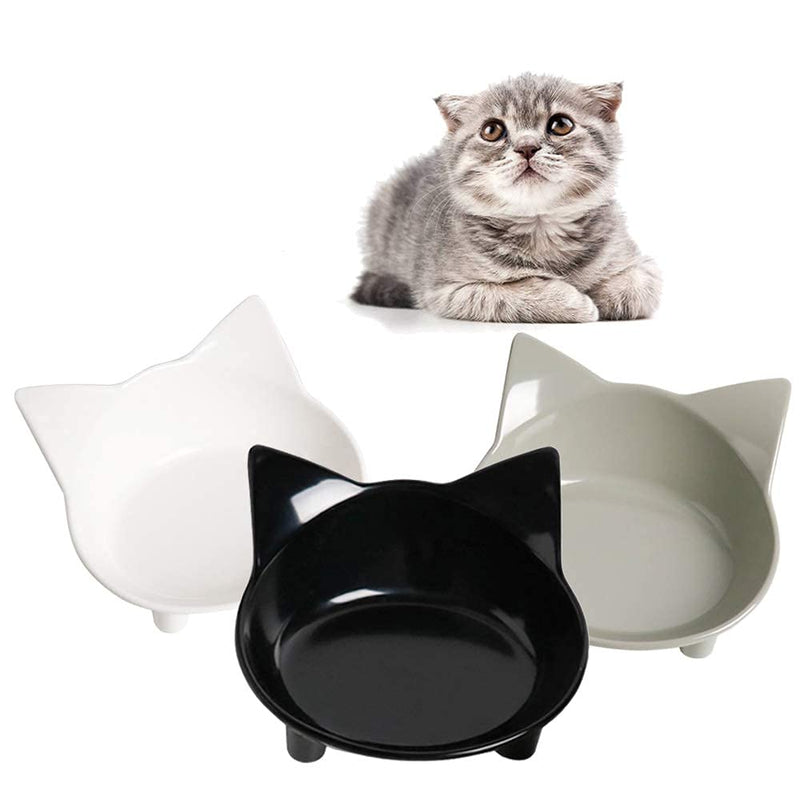 Cat Bowl Cat Food Bowls Non Slip dog Dish Pet Food Bowls Shallow Cat Water Bowl Cat Feeding Wide Bowls to Stress Relief of Whisker Fatigue Pet Bowl of Dogs Cats Rabbits Puppy(Safe Food-grade Material) 3Black+Grey+White - PawsPlanet Australia