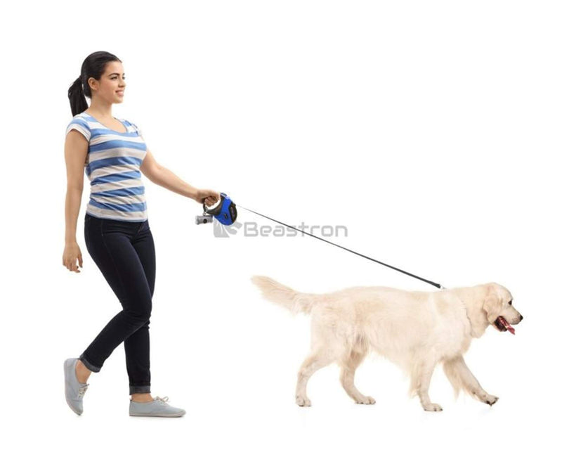 [Australia] - Beastron Heavy Duty Retractable Dog Leash/16' Extra Long Nylon Ribbon Walking Tangle-Free Leash for Medium to Large Dogs up to 110lbs, One Button Break and Lock, Dog Waste Bag and Dispenser Included Red 