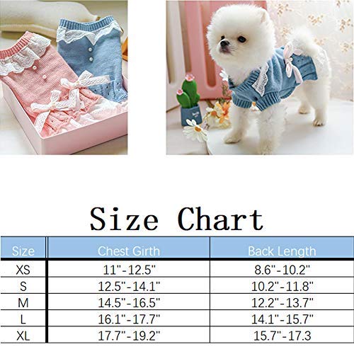 Worderful Dog Knitted Dress Swear Shirt Pet Clothes Ladies Princess Style Dress Puppy Apparel for Female Girl Dogs Small Medium Dogs(Small,Blue) Blue - PawsPlanet Australia