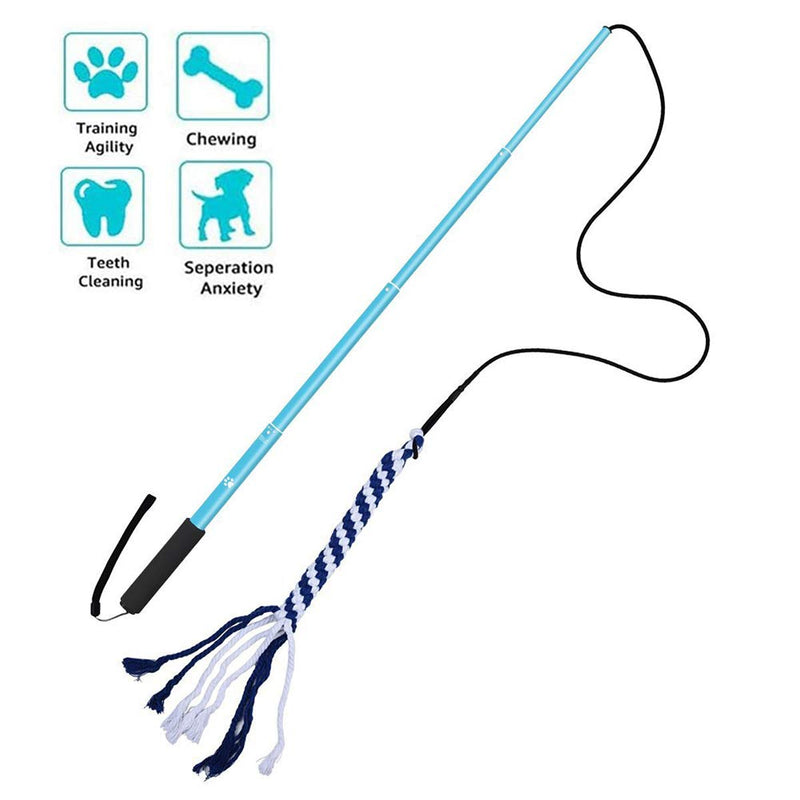 POHOVE Teaser Dog Flirt Pole Outdoor Lure Stick Extendable Pet Training Chewing Rope L Blue - PawsPlanet Australia