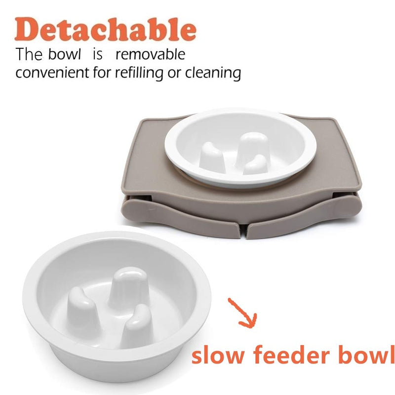 [Australia] - RoyalCare Elevated Pet Bowl Stand for Dogs with Slow Feeder Bowl Premium Foldable Stand Dog Food Water Feeding Bowl, Detachable Anti-Slip Mats Non Skidding No Spill for Indoor & Outdoor one bowl 