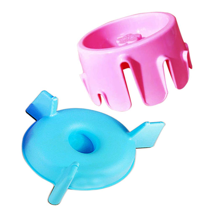 WishLotus Multifunctional 2 in 1 Pet Food Feeder Lovely Cake Shape Durable Adjustable Pet Bowl 5 Kinds of Height Pet Double Bowls Fun Feeder and Dog Cat Bowls Slow Food Utensils (Pink+Blue) Pink+Blue - PawsPlanet Australia