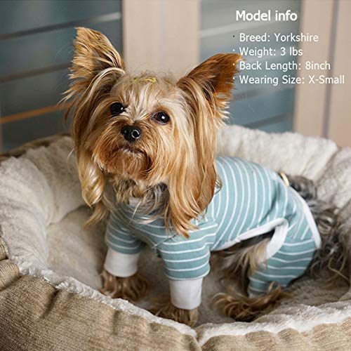 [Australia] - kyeese Dog Pajamas Cotton Stretchable Dog Jumpsuit 4 Legs Strip PJS Pet Puppy Cat Pajamas Lightweight Large Green 