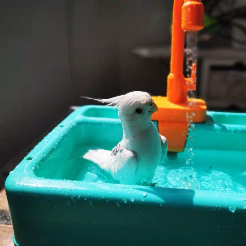 SGQCAR Pet Parrots Bathtub Pretend Play Kitchen Sink Toy Electric Dishwasher Playing Toy Parrot Bathtub with Faucet Bird Bathing Box Bird Feeder Bird Bathroom Toys Green - PawsPlanet Australia
