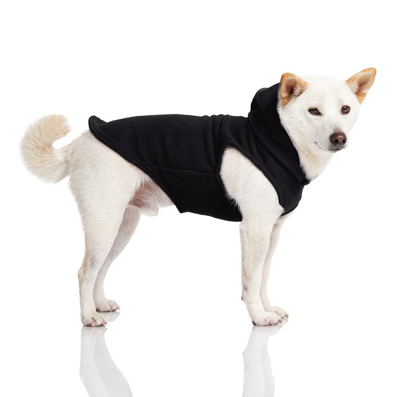 Gooby Fleece Vest Hoodie Dog Sweater - Warm Pullover Dog Hoodie with O-Ring Leash - Winter Hooded Small Dog Sweater - Dog Clothes for Small Dogs Boy or Girl, and Medium Dogs for Indoor and Outdoor Use 1 Black - PawsPlanet Australia