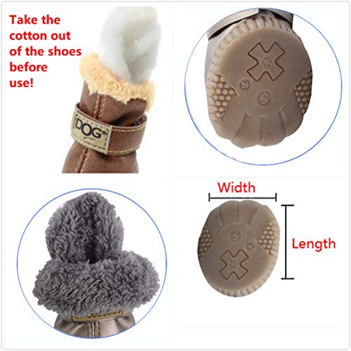 [Australia] - Pihappy Warm Winter Little Pet Dog Boots Skidproof Soft Snowman Anti-Slip Sole Paw Protectors Small Puppy Shoes 4PCS XS Brown 