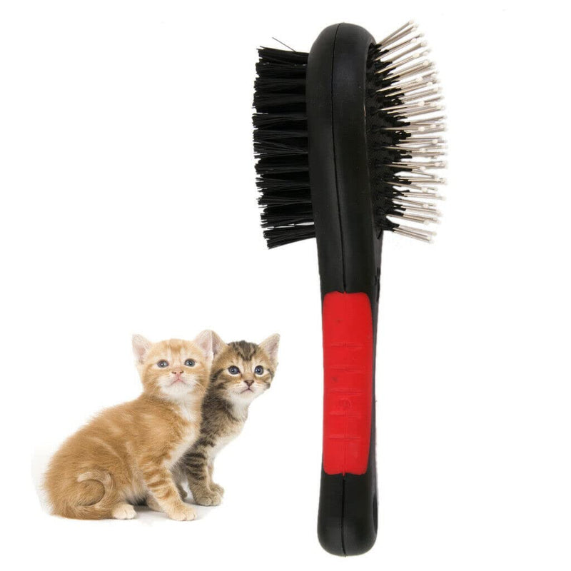 Dog Brush for Grooming Pet Brush Double Sided 2 in 1 Pin & Bristle Soft Brush - Pet Slicker Brush Detangling Comb for Cat and Dog Shedding, Removing, Dirt Cleaning Brush for Short or Long Hair - PawsPlanet Australia