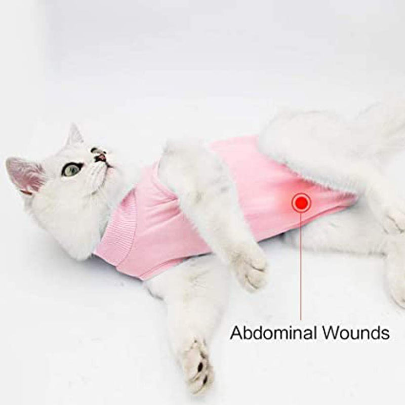 [Australia] - BBEART Pet Cat Professional Recovery Suit Cotton After The Sterilization Surgery for Abdominal Wounds or Skin Diseases E-Collar Alternative for Cats Dog S: Chest 28cm Pink 