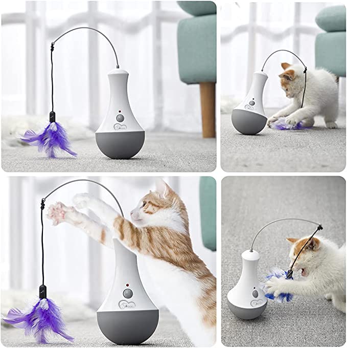 DOEL Interactive Cat Toy with Indoor Cat Feather, Cat Toy Electric Cat Toy Intelligence, Tumbler Cat Toy for Battery Operated as Cat Gifts... - PawsPlanet Australia