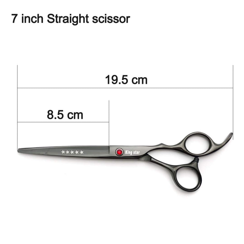 Kingstar Professional Pet Grooming Scissors Set Straight Scissors Thinning Scissors Curved Scissors with Comb case Comb 7 inches 7 inches Titatium-black set - PawsPlanet Australia