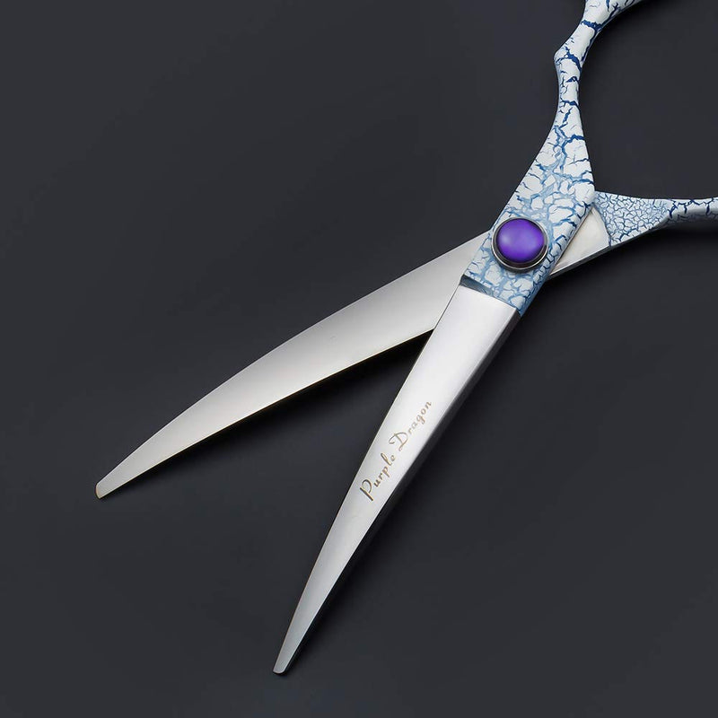 [Australia] - Purple Dragon 6.5 inch Professional Silver Japan 440C Pet Grooming Curved Shears/Scissors or Dog Hair Straight Cutting Scissor - Perfect for Pet Groomer or Family DIY Use 