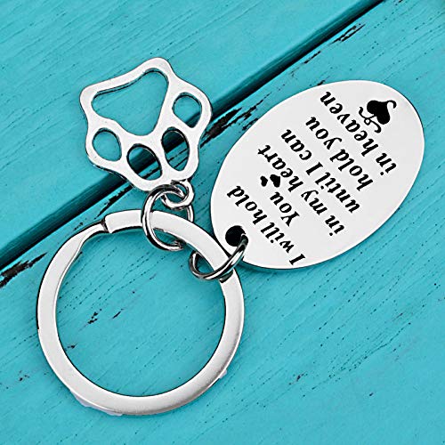 [Australia] - Pet Loss Sympathy Memorial Gift, I Will Hold You in My Heart Until I Can Hold You in Heaven Keychain for Loss of Pet Dog Cats Memorial Sympathy Keepsake Gifts for Women Men 