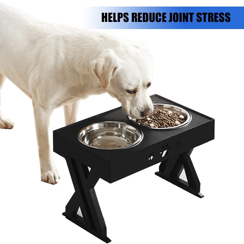 Wisedog Raised Dog Bowls for Large Dogs Elevated Dog Bowl - Adjusts To 3 Heights,2.8, 7.5", & 11.6'' Stand (Black Stand) Black Stand - PawsPlanet Australia