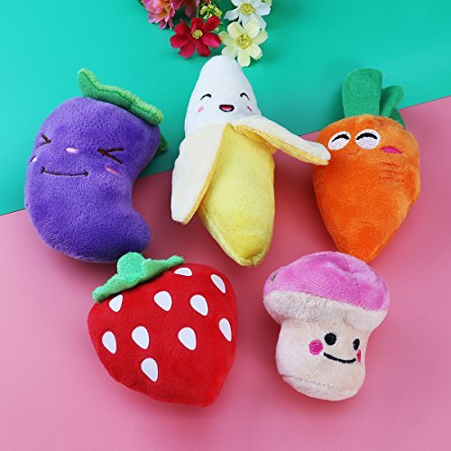 UEETEK Squeaky Dog Toys for Small Dogs Fruits and Vegetables Plush Puppy Dog Toys (A pack of 5) - PawsPlanet Australia