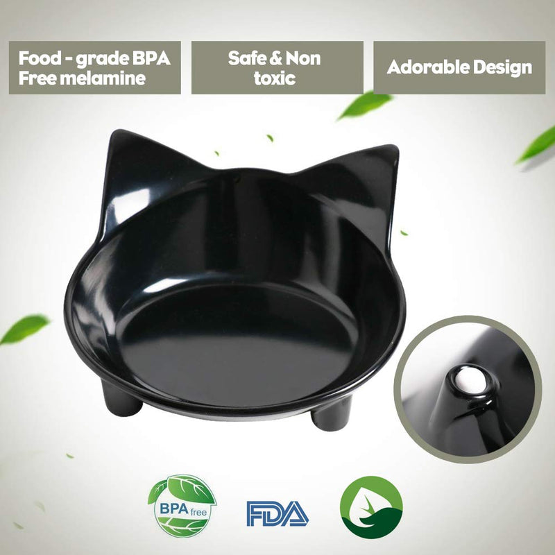 Cat Bowl Cat Food Bowls Non Slip dog Dish Pet Food Bowls Shallow Cat Water Bowl Cat Feeding Wide Bowls to Stress Relief of Whisker Fatigue Pet Bowl of Dogs Cats Rabbits Puppy(Safe Food-grade Material) 3Black+Grey+White - PawsPlanet Australia