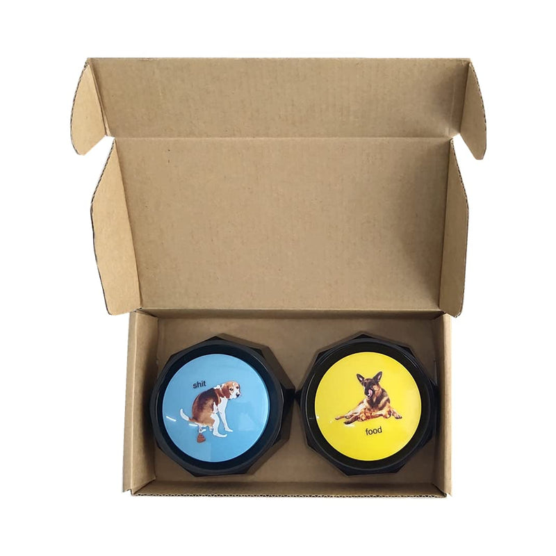 BOSKEY Set of 4, Dog Speech Training Buzzers, Recordable Buttons - Train Your Dog to Voice What They Need (Battery Included) Blue+Yellow - PawsPlanet Australia