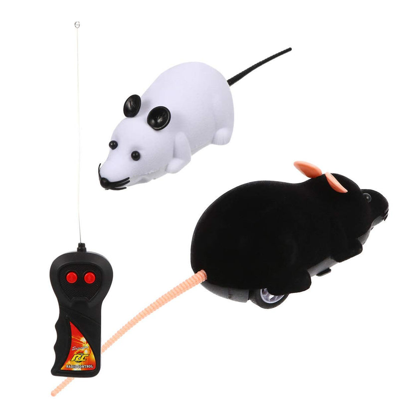 TOYANDONA Electric Mouse Toy Remote Control Mouse Robotic Cat Toy Funny Interactive Game Teaser Toy Christmas Party Supplies No Battery White+Black 2pcs - PawsPlanet Australia