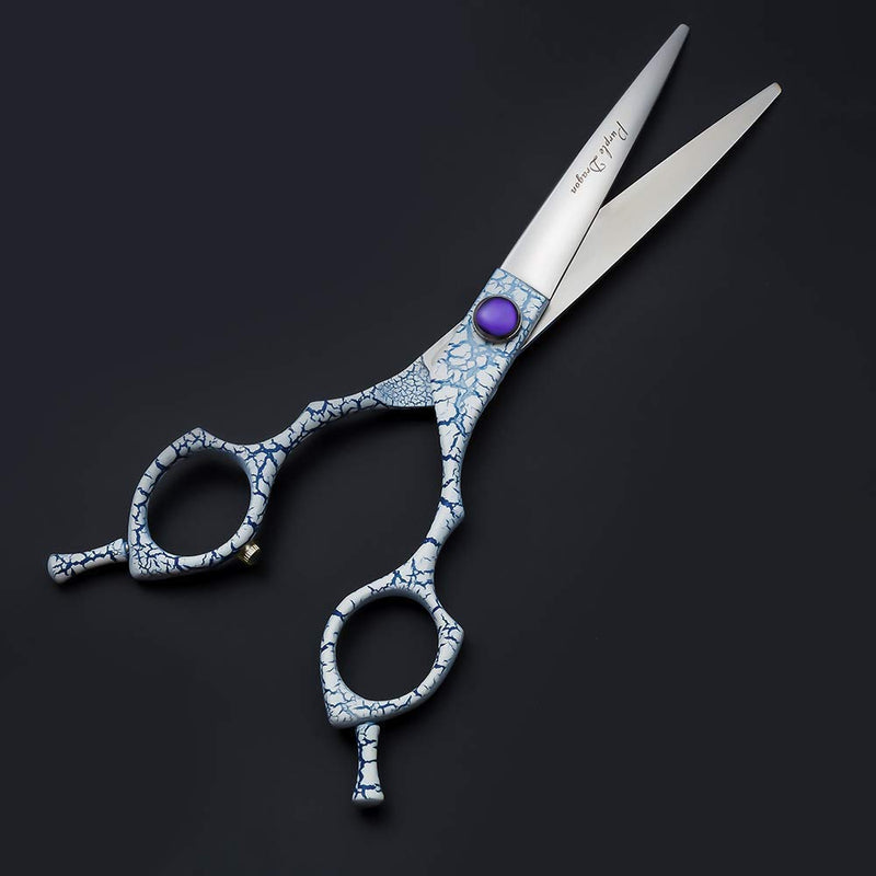 [Australia] - Purple Dragon 6.5 inch Professional Silver Japan 440C Pet Grooming Curved Shears/Scissors or Dog Hair Straight Cutting Scissor - Perfect for Pet Groomer or Family DIY Use 